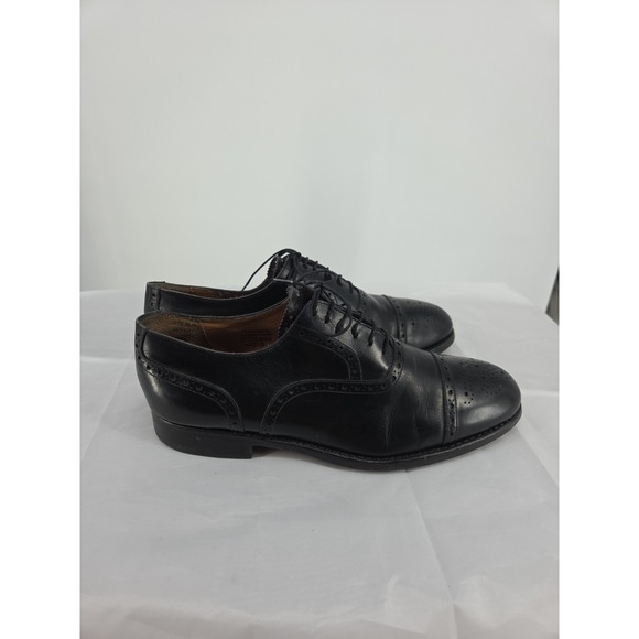 BelFiore‎ Dal 1953 Black Oxford Cap Toe Brogue Leather Shoes SZ: 8.5 M Handmade main image 4